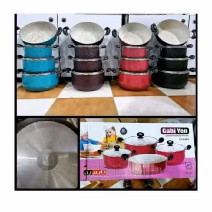 سرویس قابلمه هفت پارچه بزرگ گرانیتی گابین