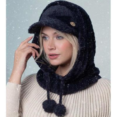 ست کلاه و شال گردن بافتنی زنانه سام مدل 518 رنگ مشکی
