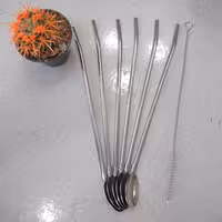 نی شربت استیل یونیک فرچه دار 