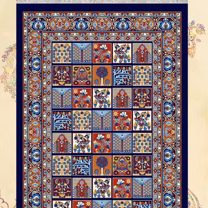 گلیم ماشینی کاشان طرح خشتی4متری(2.25در1.5)(هزینه ارسال باخریداروپس کرایه میباشد)