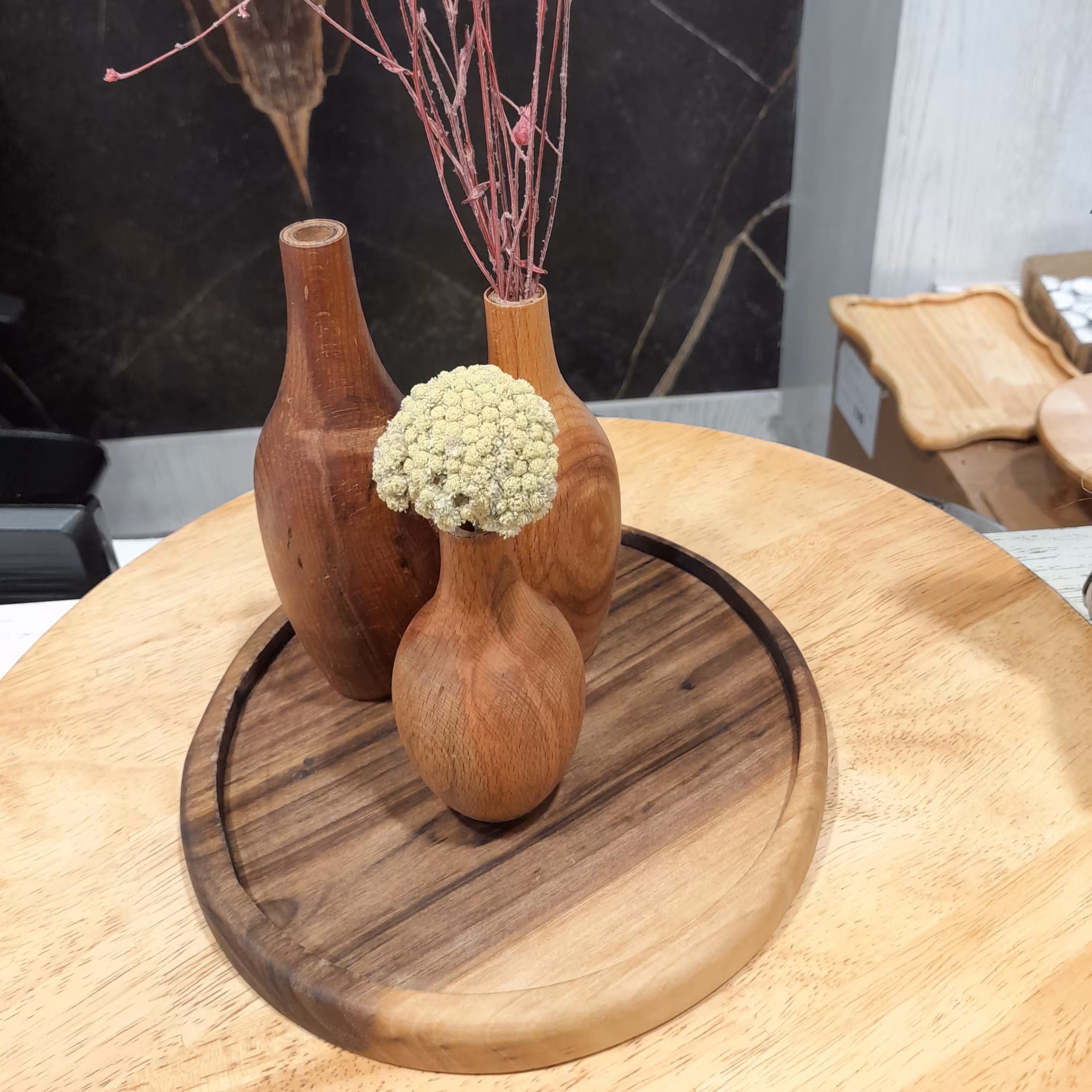 ست گلدان چوبی3تایی 