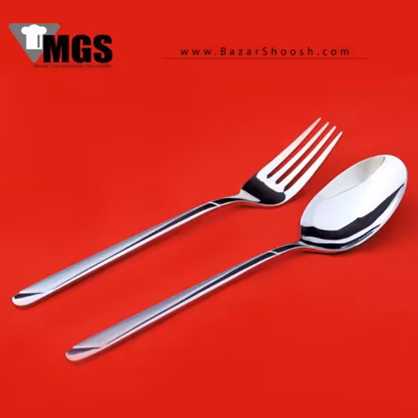 سرویس 128پارچه کامل قاشق و چنگال استیل MGS طرح 21
