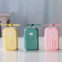 پنکه شارژی آينه و چراغ دار طرح چمدان