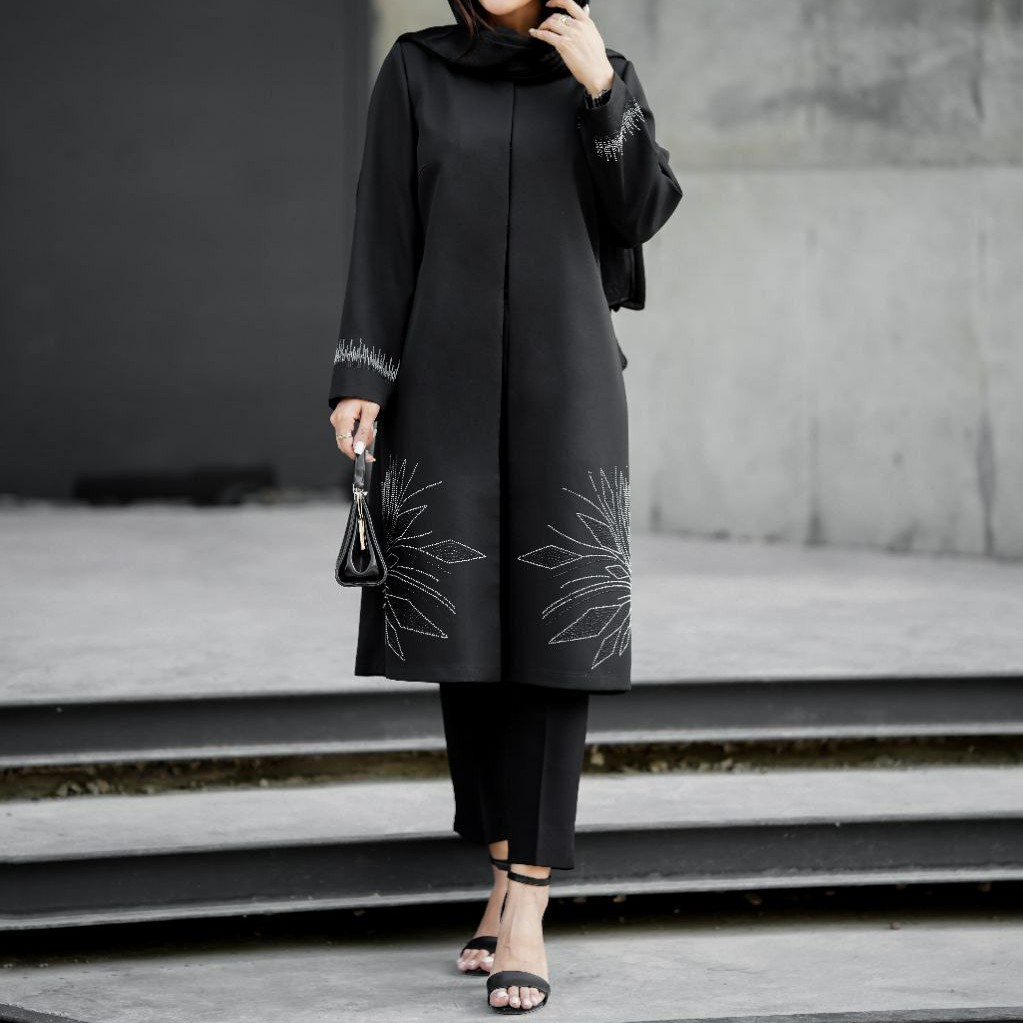 مانتو زنانه جنس کرپ مازراتی رنگ مشکی