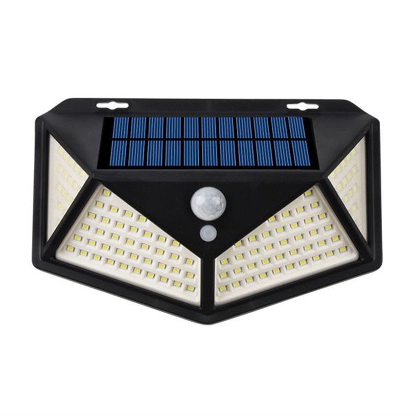 چراغ دیواری خورشیدی دارای 100 عدد LED سولار سنسوردار مناسب حیاط باغ باغچه پارک با حسکر مادون قرمز
