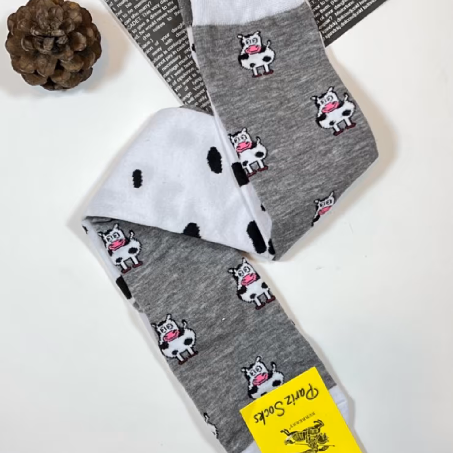 جوراب ساق بلند طرح گاو تا به تا