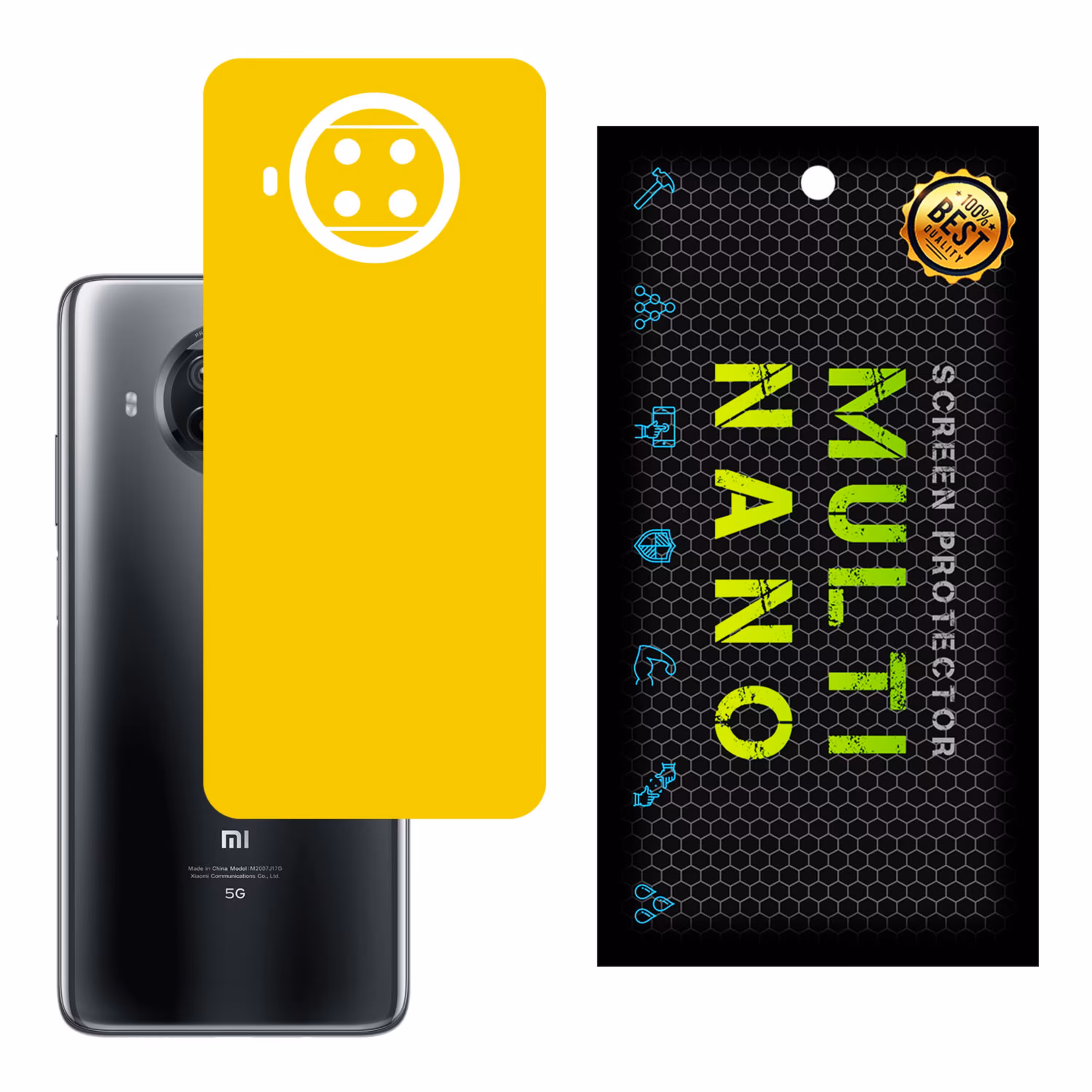 برچسب پوششی MultiNano مدل X-F1M-Yellow برای پشت موبایل شیامیRedmi Note 9 Pro 5G