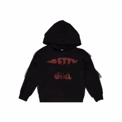 هودی دخترانه مدل Pretty طرحدار مشکی