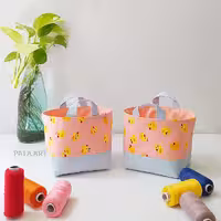 باکس پارچه ای نظم دهنده  (یک عدد)سایز کوچک مطلسه دوزی شده مناسب برای سازماندهی وسایل