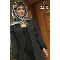 مانتو مجلسی مدل نور رنگ مشکی طرح برگ کد 1827 برند SET