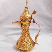 قهوه جوش برنجی هندی تمام قلم طرح دله عربی ( گلاب پاش ) ( سایز بزرگ تعداد محدود )