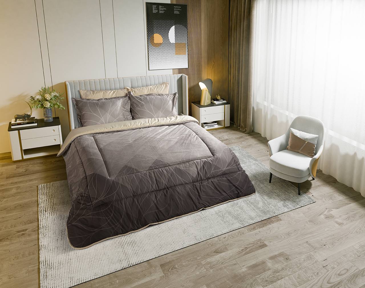 روتختی یک نفره آلوئه ورا لومانا 4تکه طرح Shadiya grey