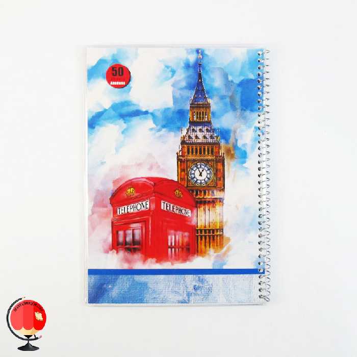 دفتر مشق 50 برگ سیمی مجلد طرح لندن آپادانا