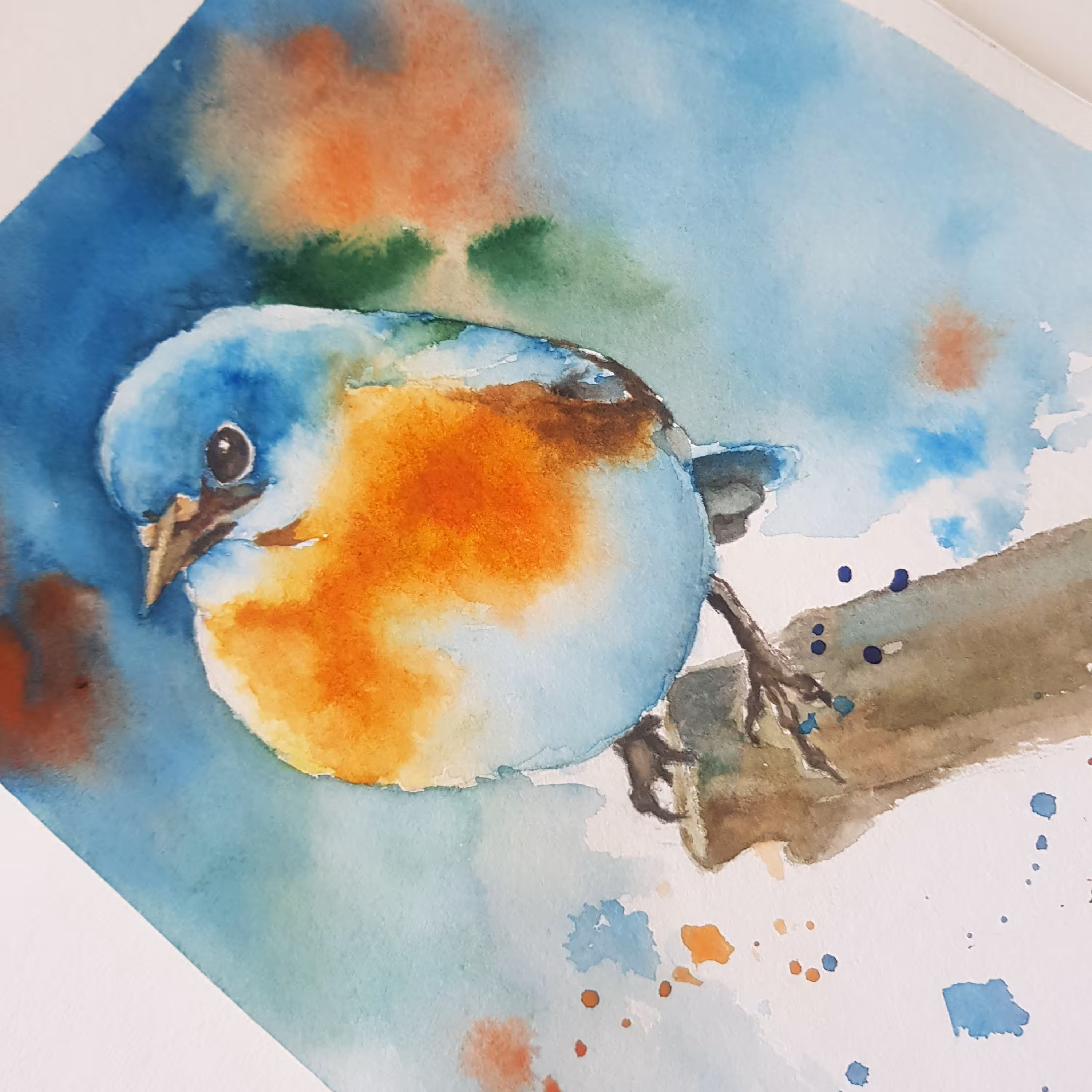 نقاشی آبرنگ پرنده 15در25 مقوا واترکالریست وآبرنگ سنتپترزبورگ بدون قاب
