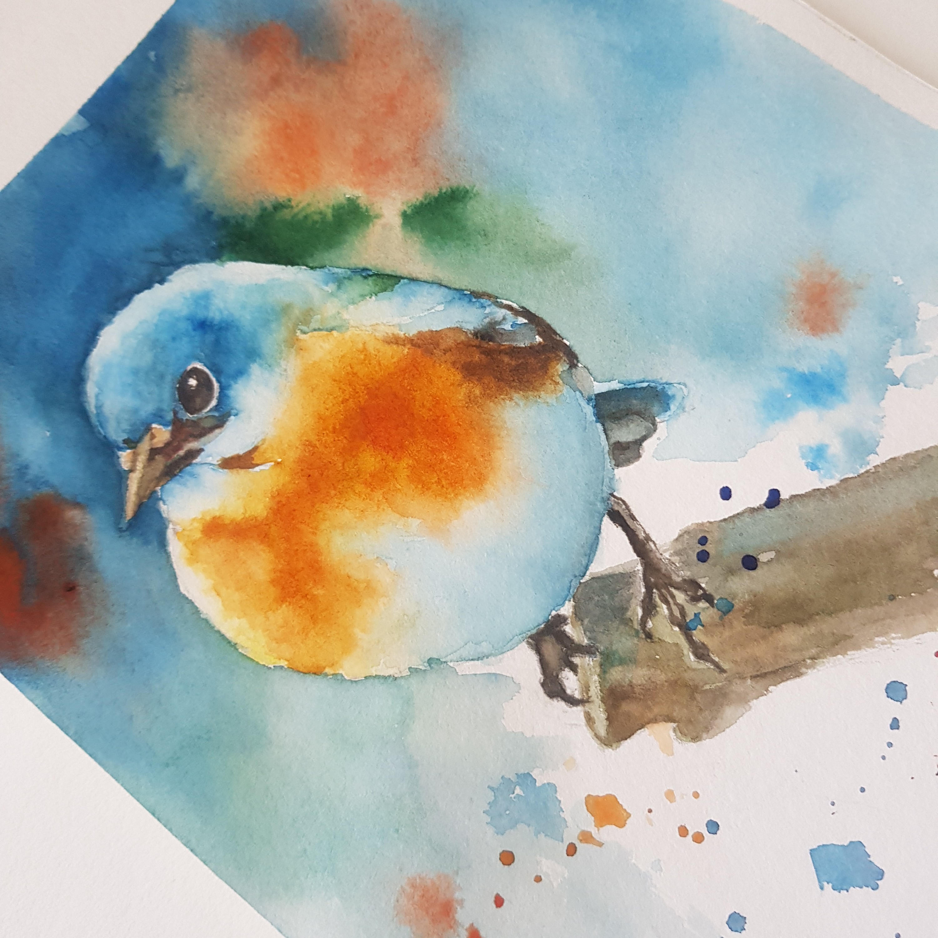 نقاشی آبرنگ پرنده 15در25 مقوا واترکالریست وآبرنگ سنتپترزبورگ بدون قاب