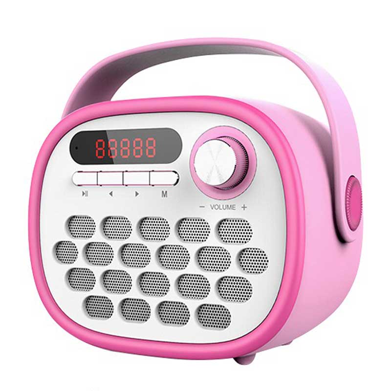 اسپیکر بلوتوث و قابل حمل W-king مدل T1 + کنترل - صورتی