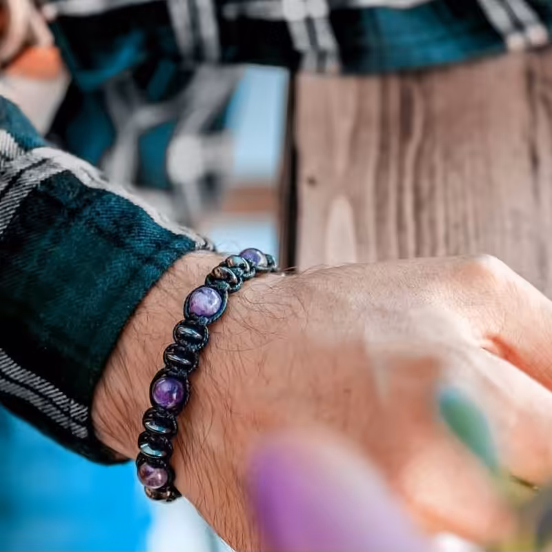 دستبند آمیتیست و حدید