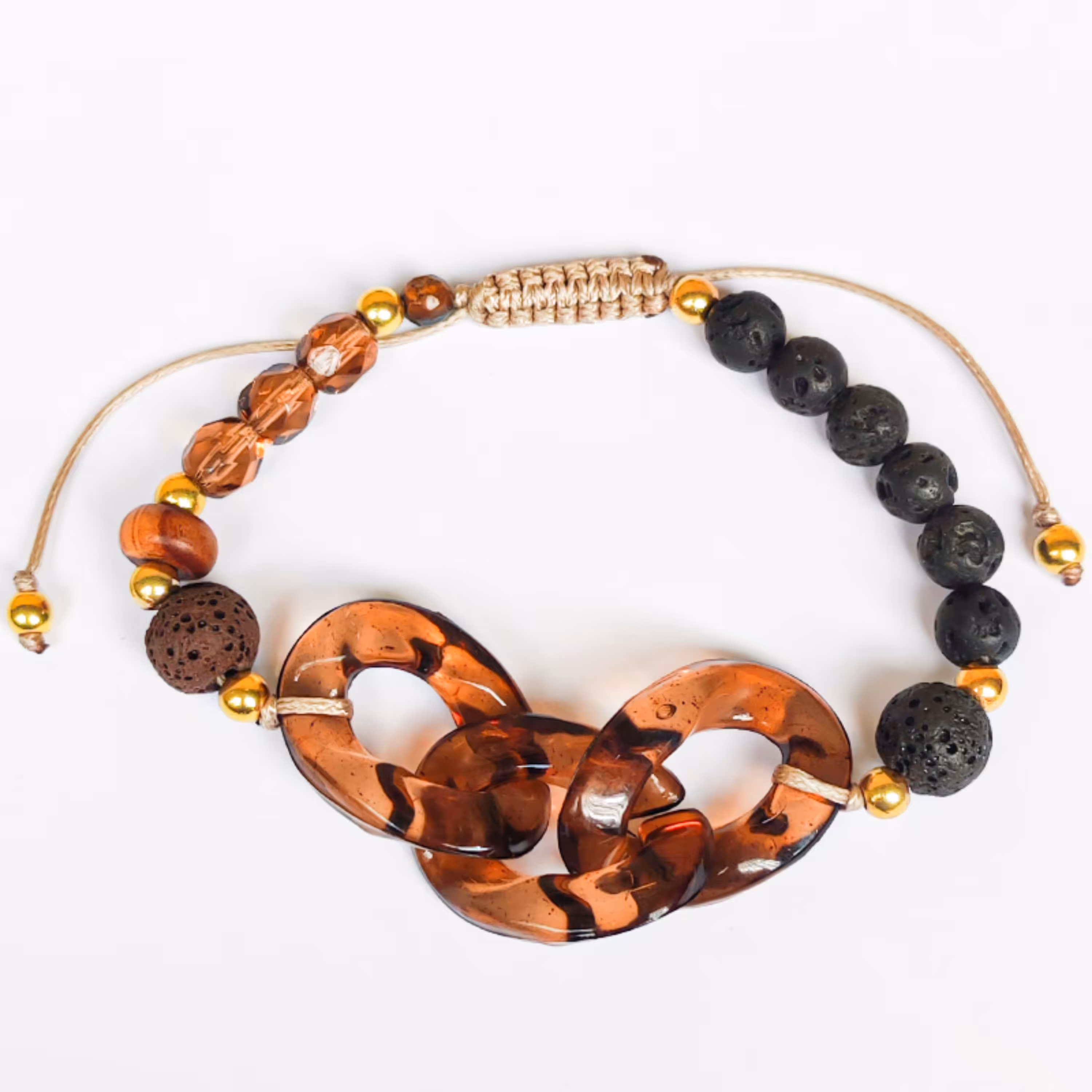 دستبند زنجیر پلنگی و لاوا سیاه 