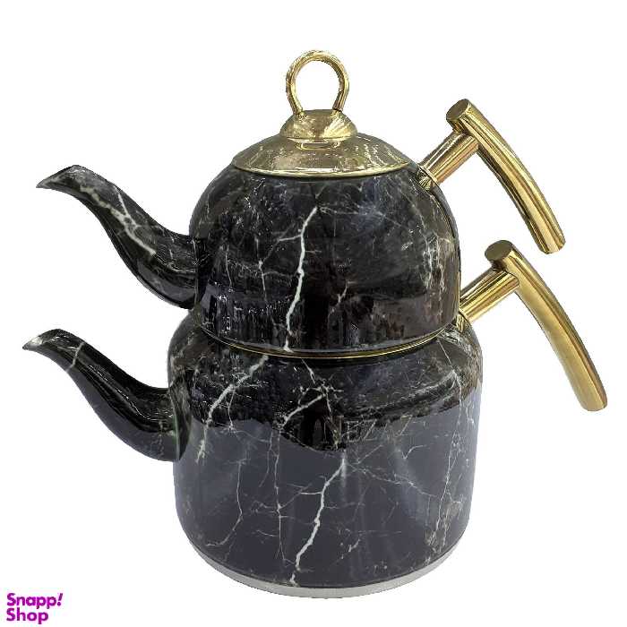 ست کتری و قوری نزاز مدل لوله دار طرح سنگ