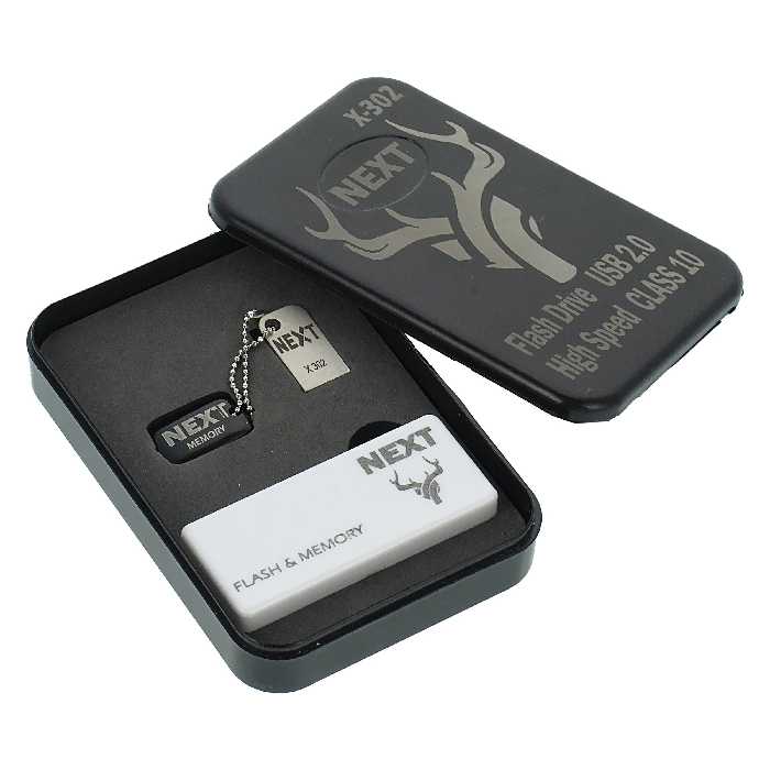   فلش  نکست  32 گیگ مدل 302  بند انگشتی فلزی همراه با زنجیر و اویز و جاکلیدی برند نکست