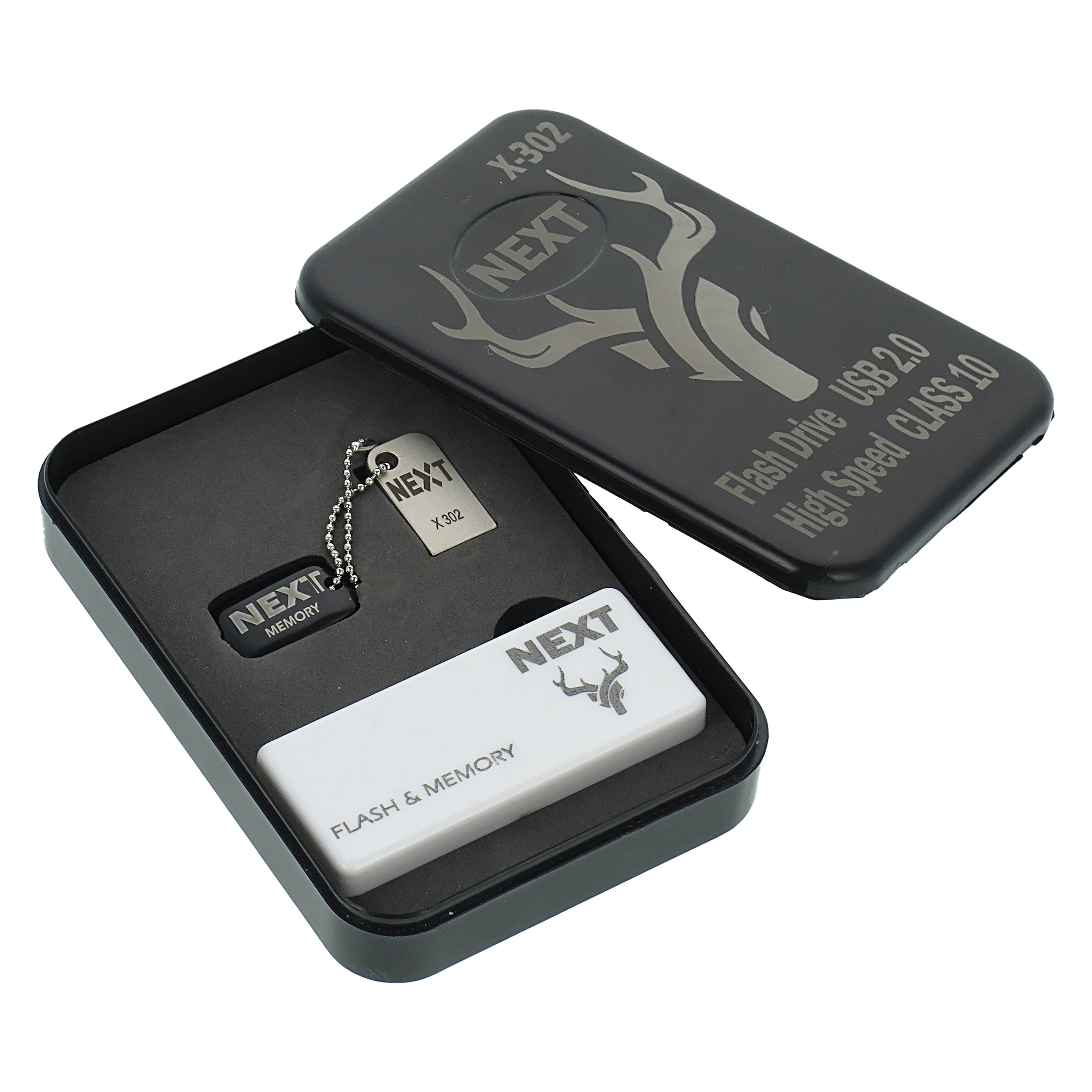   فلش  نکست  32 گیگ مدل 302  بند انگشتی فلزی همراه با زنجیر و اویز و جاکلیدی برند نکست