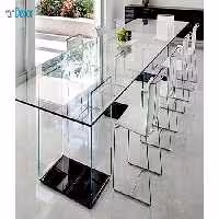 میز کنفرانس و ناهار خوری شیشه ای خم مدل T10