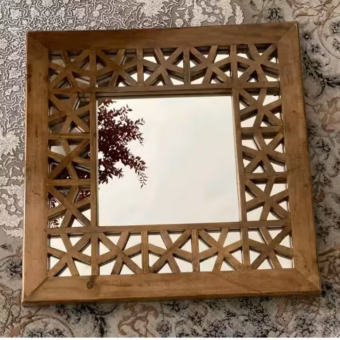 آینه دکوراتیو گره چینی شده چوب روس  پوشش سیلر کیلر