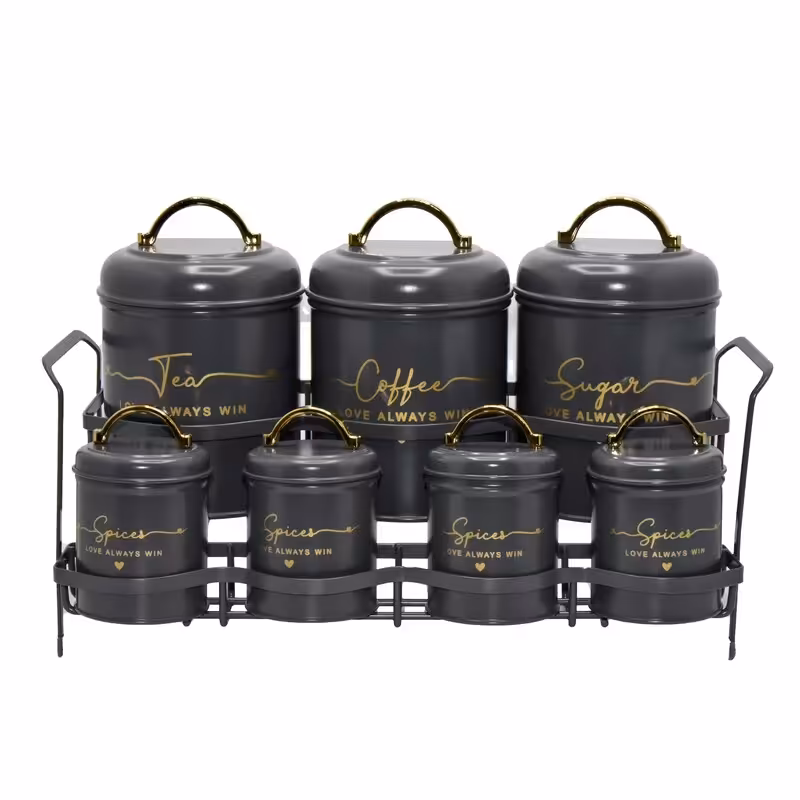 ست پاسماوری فلزی 8پارچه B.V.K مدل (LOVE) طوسی با نوشته ای طلایی 815695 