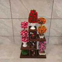 استند گل چهار طبقه قهوه ای