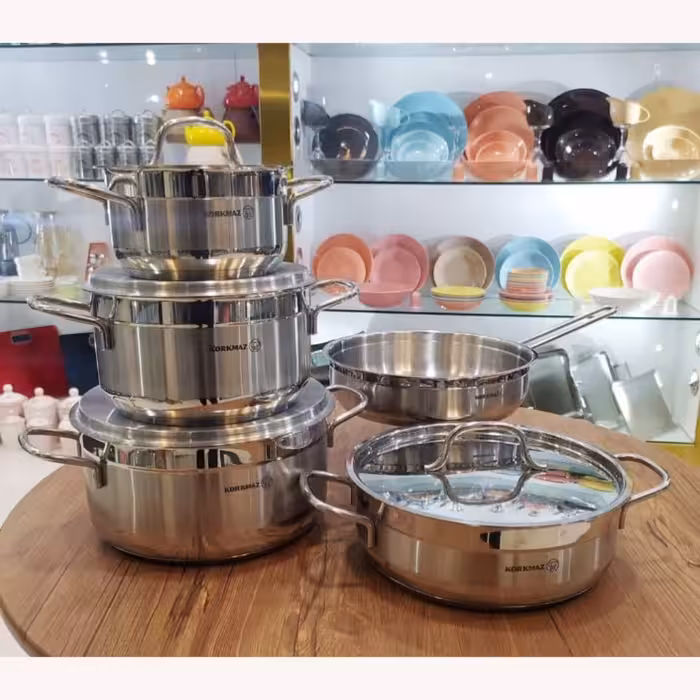 قابلمه استیل کرکماز 9پارچه مدل آلفا حک شده ی اصل