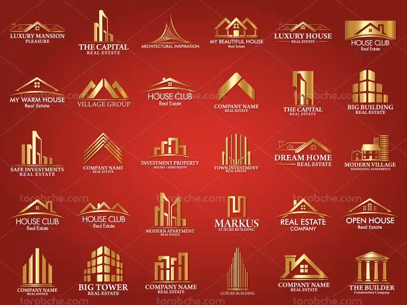 وکتور لوگوی مشاور املاک طلایی | گرافیک با طعم تربچه