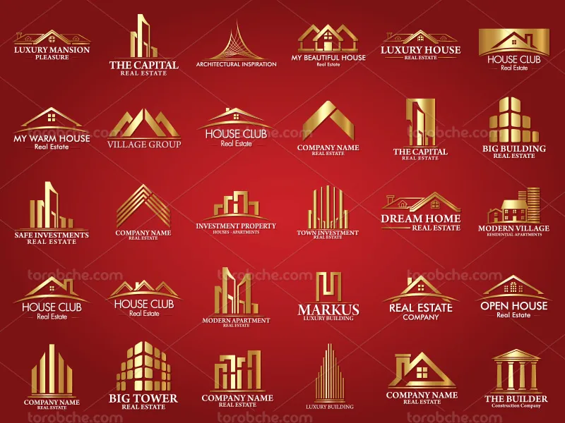 وکتور لوگوی مشاور املاک طلایی | گرافیک با طعم تربچه