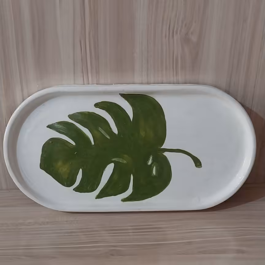 سینی بیضی سنگی. سینی چای. سینی دکوری. سینی در رنگ و طرح دلخواه