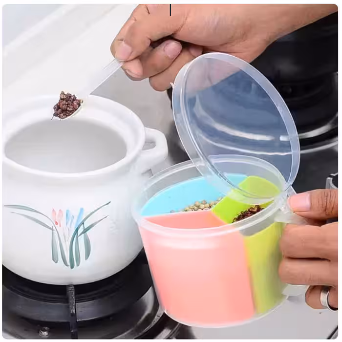 جا ادویه گرد پلاستیکی 3 خانه