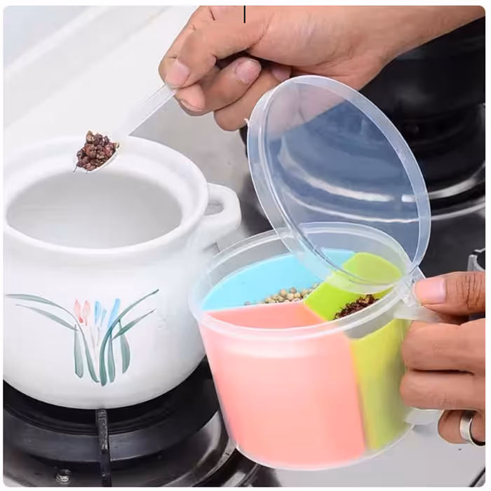 جا ادویه گرد پلاستیکی 3 خانه