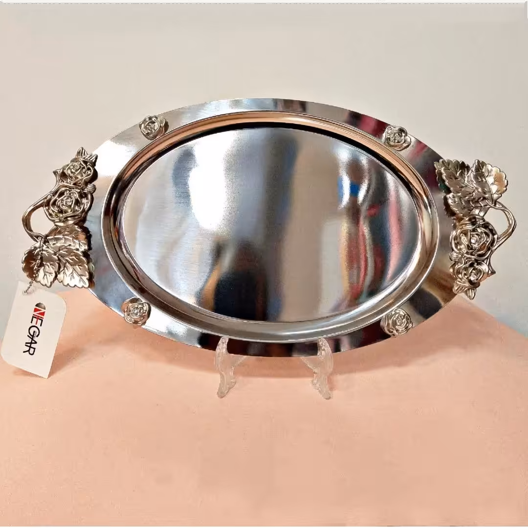 سینی استیل نگار مدل رز بیضی کد 315