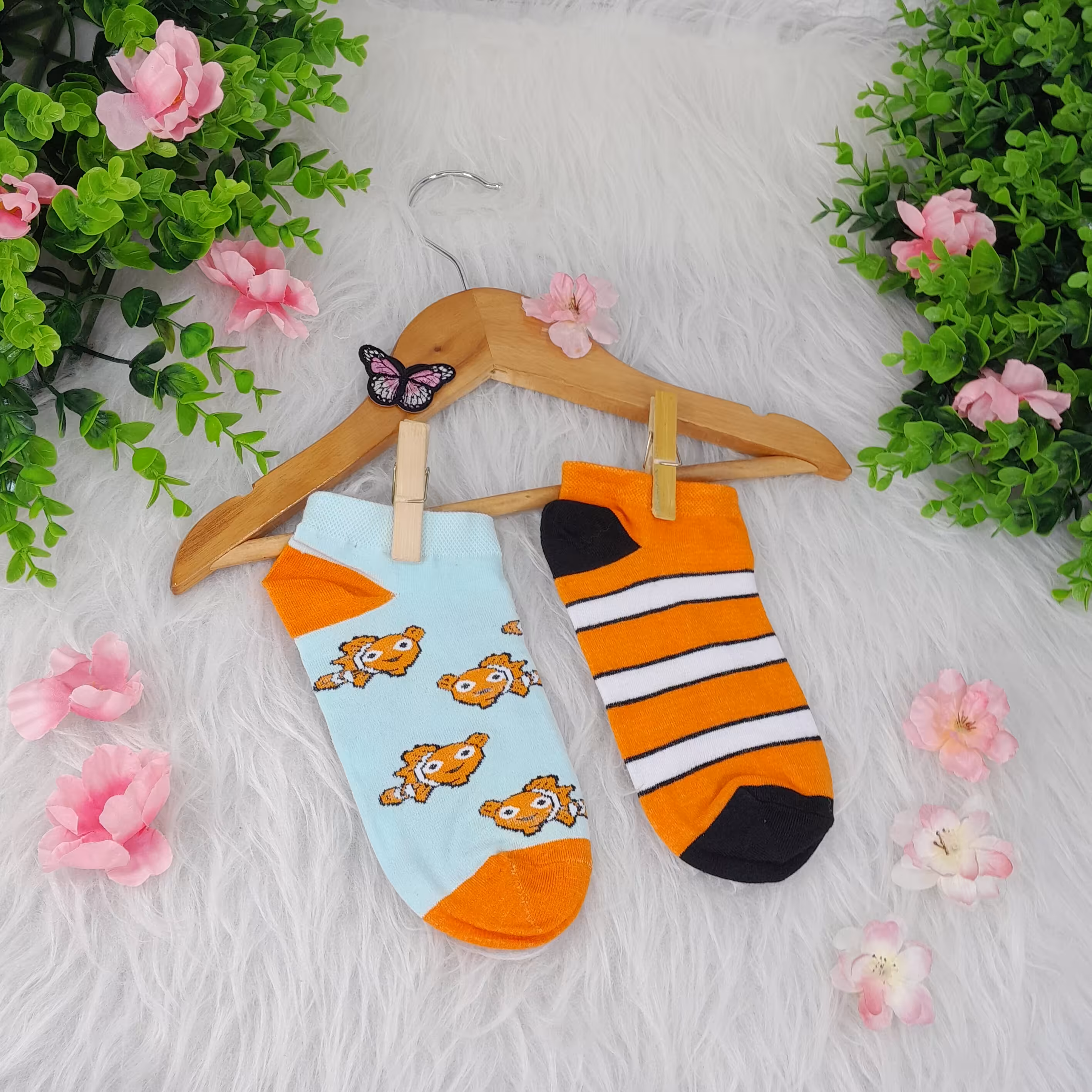 جوراب دخترانه  مچی طرح  تابه تا  ماهی نمو  نخی فریسایز 36تا41 اعلا