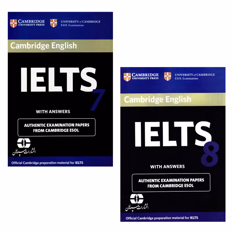کتاب 8&7 IELTS Cambridge اثر جمعی از نویسندگان انتشارات سپاهان دو جلدی