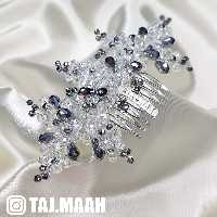 شانه موی کریستال نقره ای شینیون مدل STL ماه فام و تاج ماه