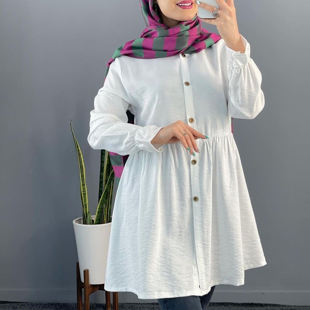 مانتو ابروبادی زنانه سایز 36 تا 46رنگ سفید قد85