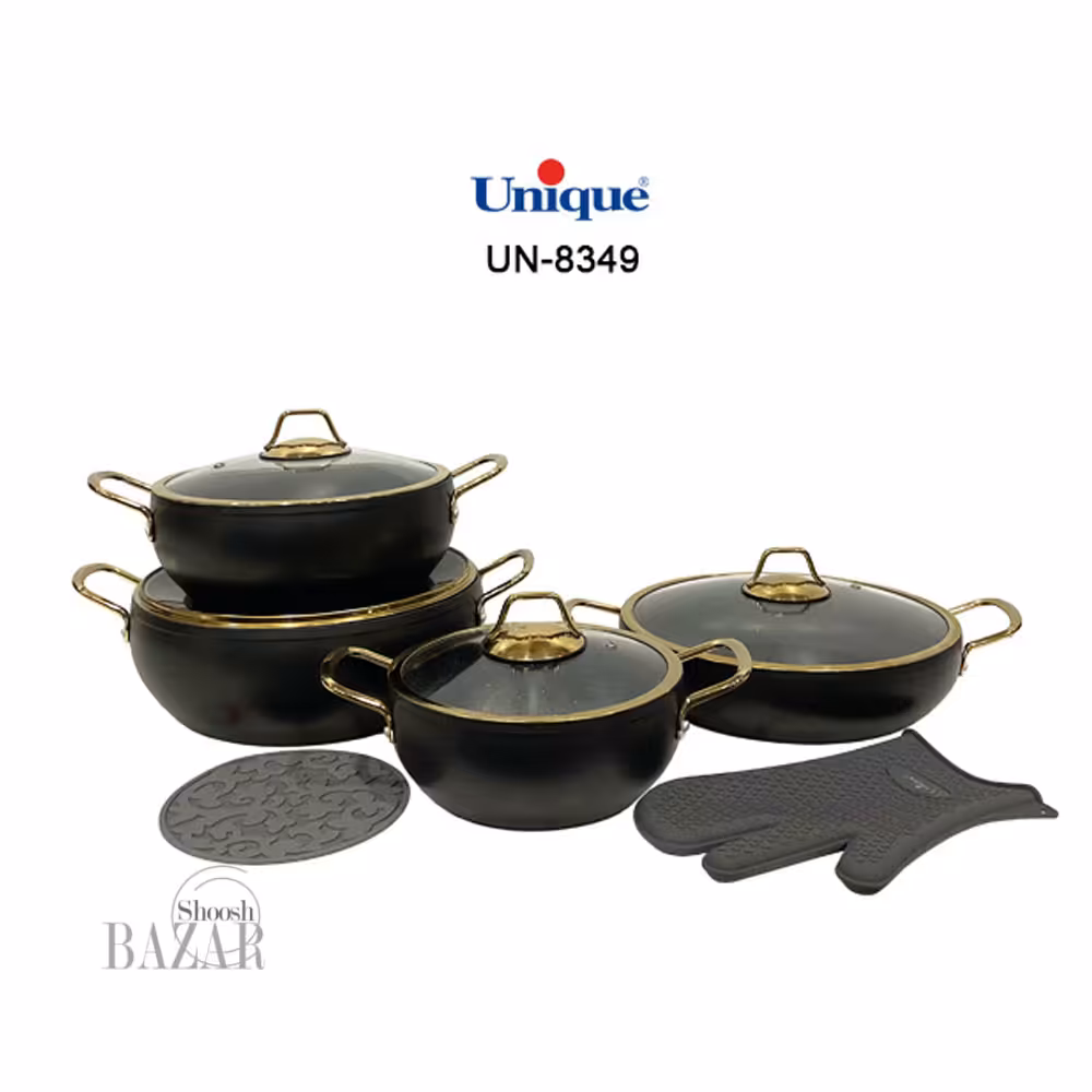 سرویس قابلمه 8 پارچه مشکی خمره ای یونیک 8349
