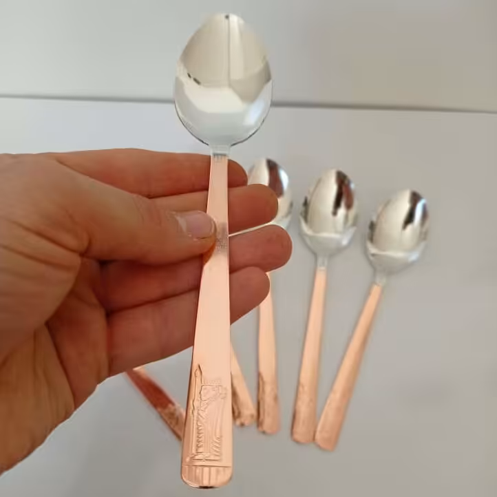 ست قاشق غذاخوری دورنگ مسی