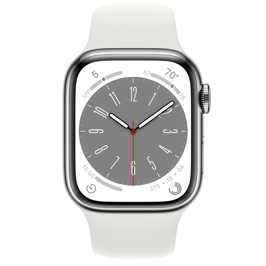 اپل واچ سری 8 قاب Silver Aluminum Case با بند White Sport Band زنانه 41 میلیمتری - Hiapple.ir