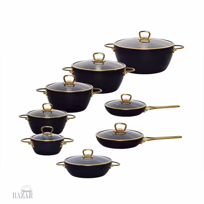 سرویس قابلمه 16 پارچه یراق طلا ام جی اس مدل ماینز فورج