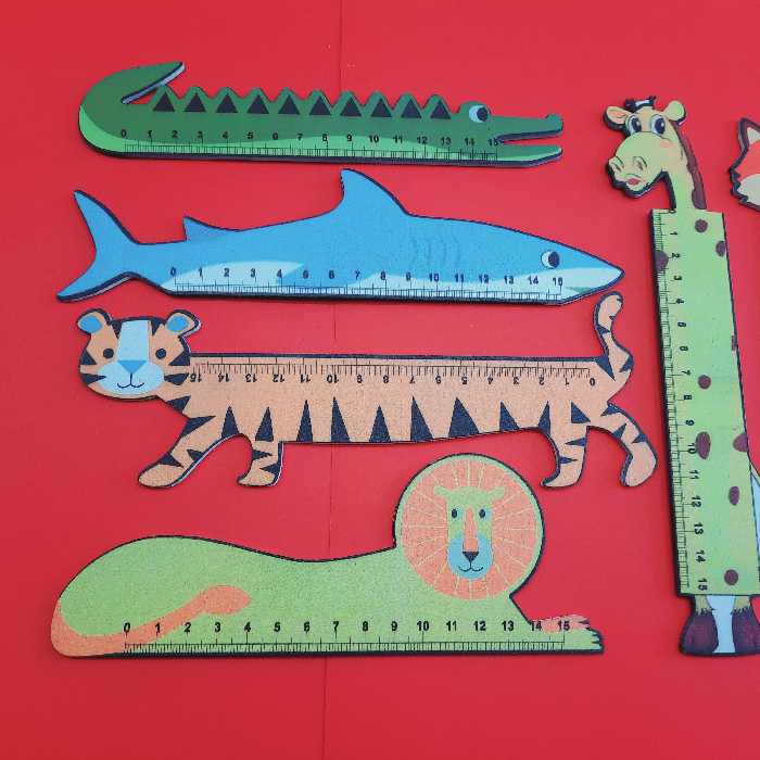 خط کش چوبی طرح حیوانات(20سانتی)