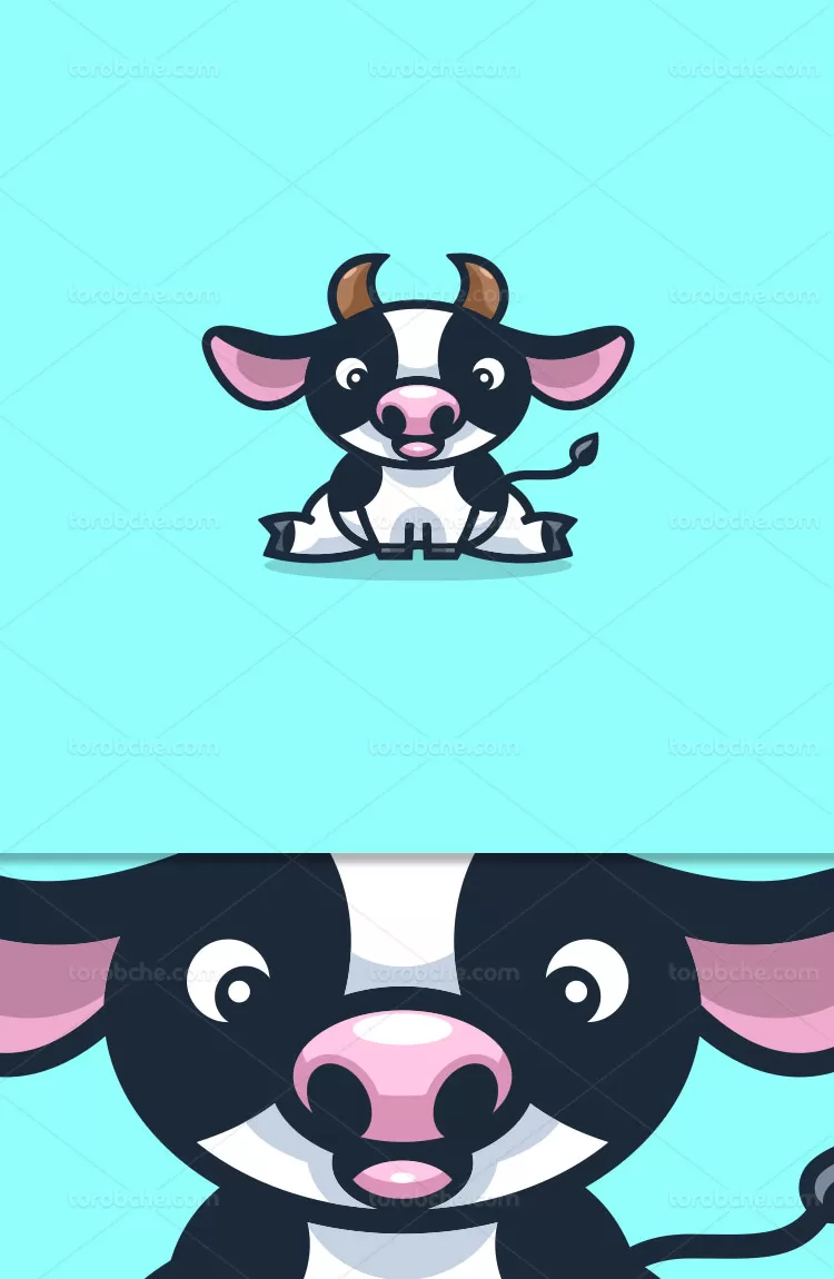 وکتور لوگو گاو بامزه و خلاقانه | گرافیک با طعم تربچه