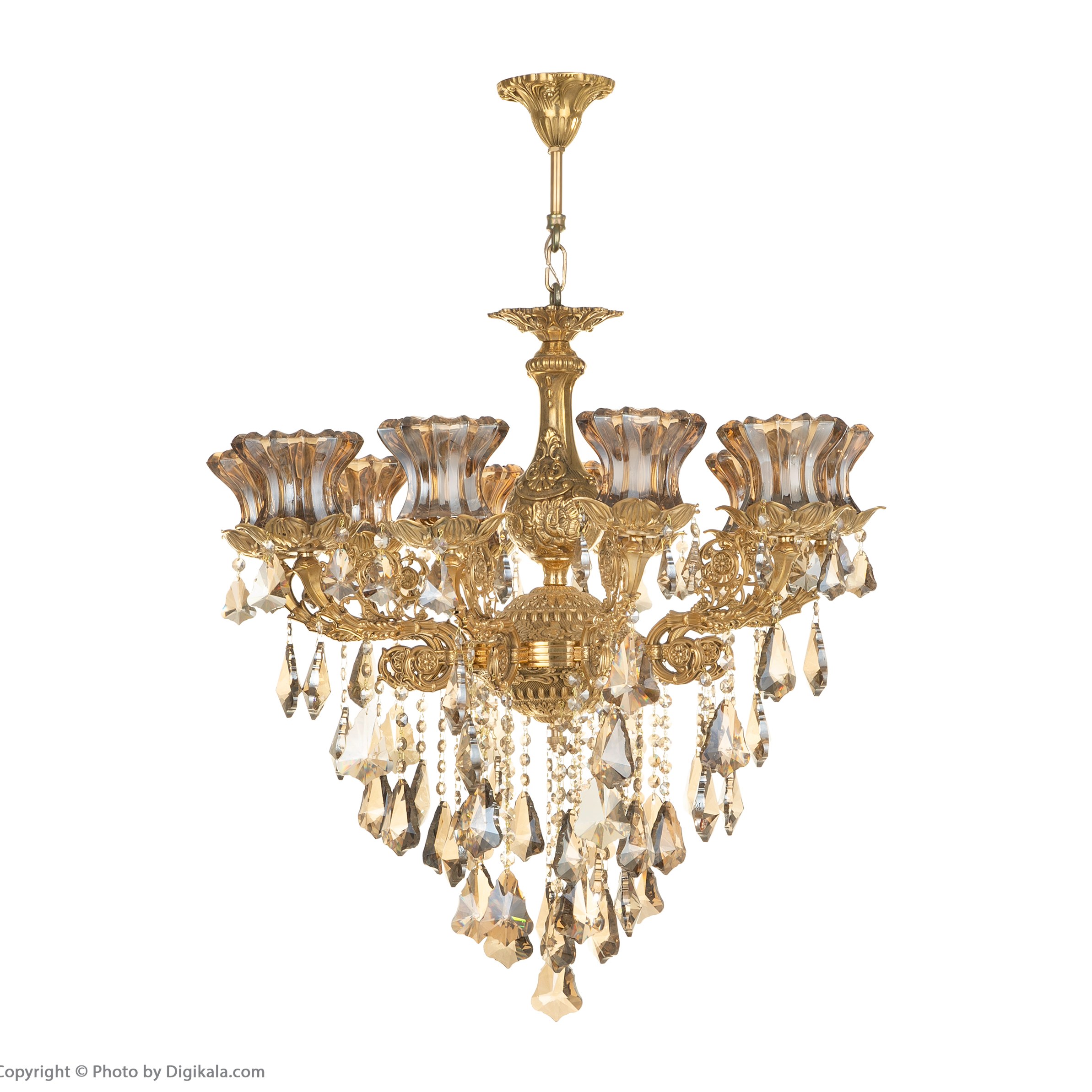  لوستر 10 شعله کلاسیک برنزی شاهان کد 2027 جنس برنزی گارانتی 3 ساله 