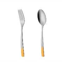 قاشق و چنگال غذاخوری 6 نفره ناب استیل طرح فلورانس دور طلایی (12 پارچه)