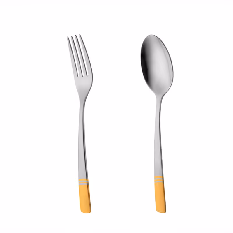 قاشق و چنگال غذاخوری 6 نفره ناب استیل طرح فلورانس دور طلایی (12 پارچه)