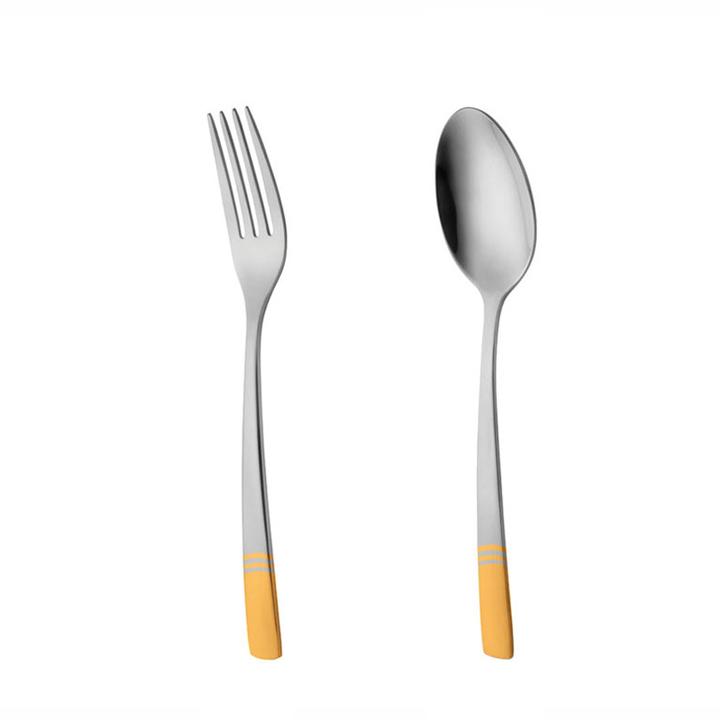 قاشق و چنگال غذاخوری 6 نفره ناب استیل طرح فلورانس دور طلایی (12 پارچه)